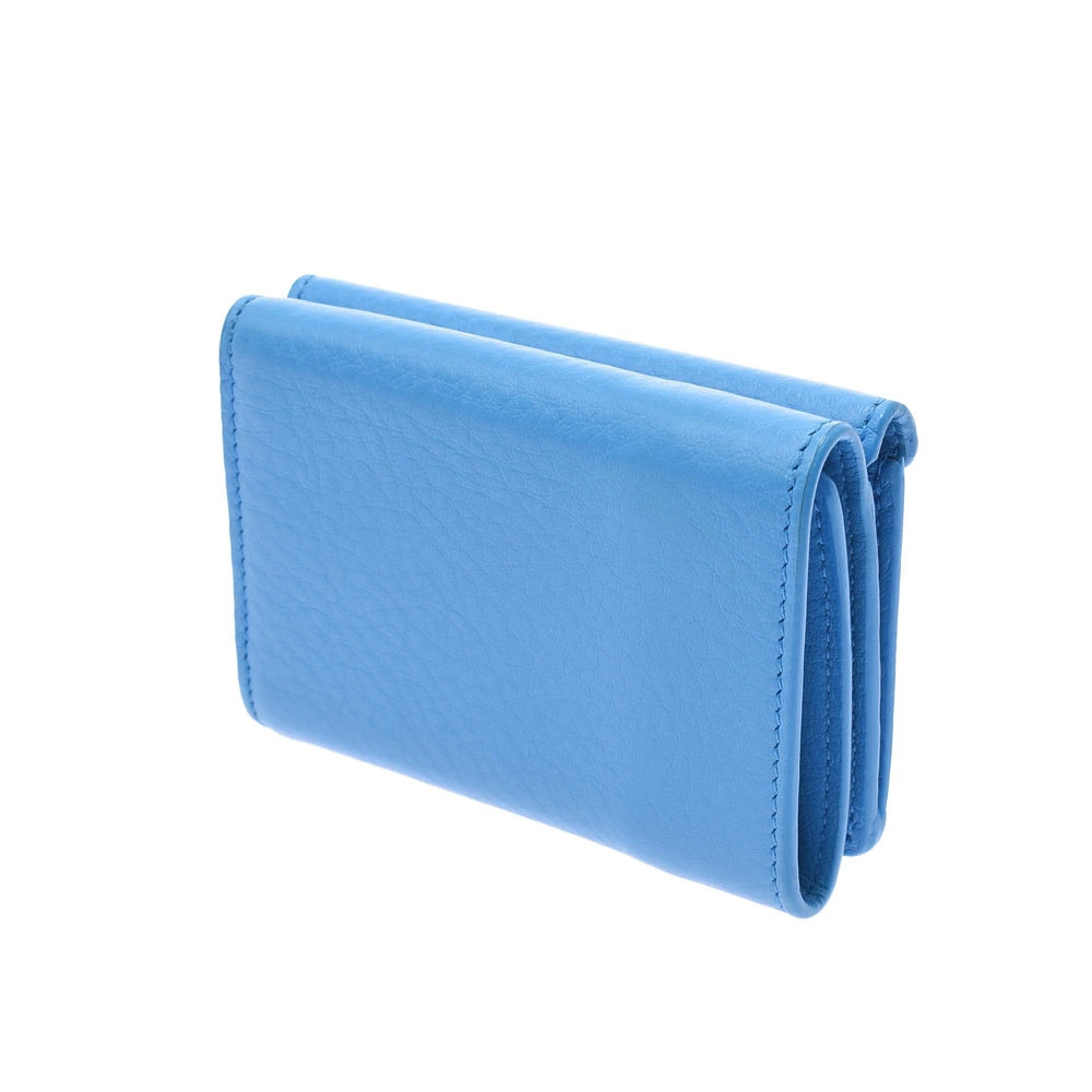 Balenciaga Blue Wallet Paper Calf Tri fold